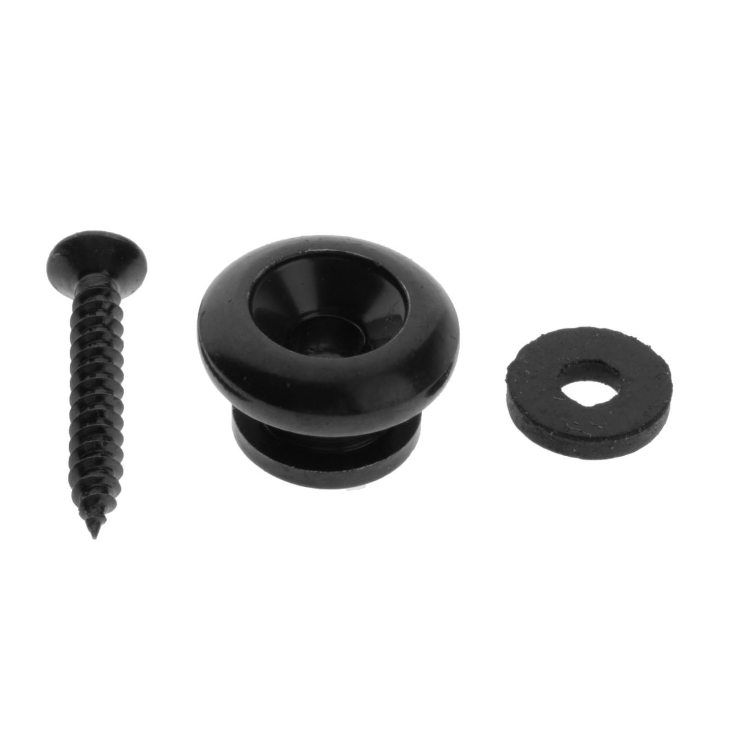 GUITAR STRAP BUTTONS WITH STAINLESS SCREWS AND RUBBER WASHERS Black