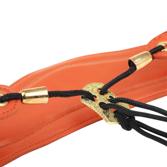 Metal Buckle Leather Saxophone Strap Adjustable Neck Strap Belt Soft Orange
