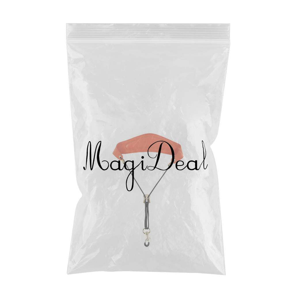 Metal Buckle Leather Saxophone Strap Adjustable Neck Strap Belt Soft Orange