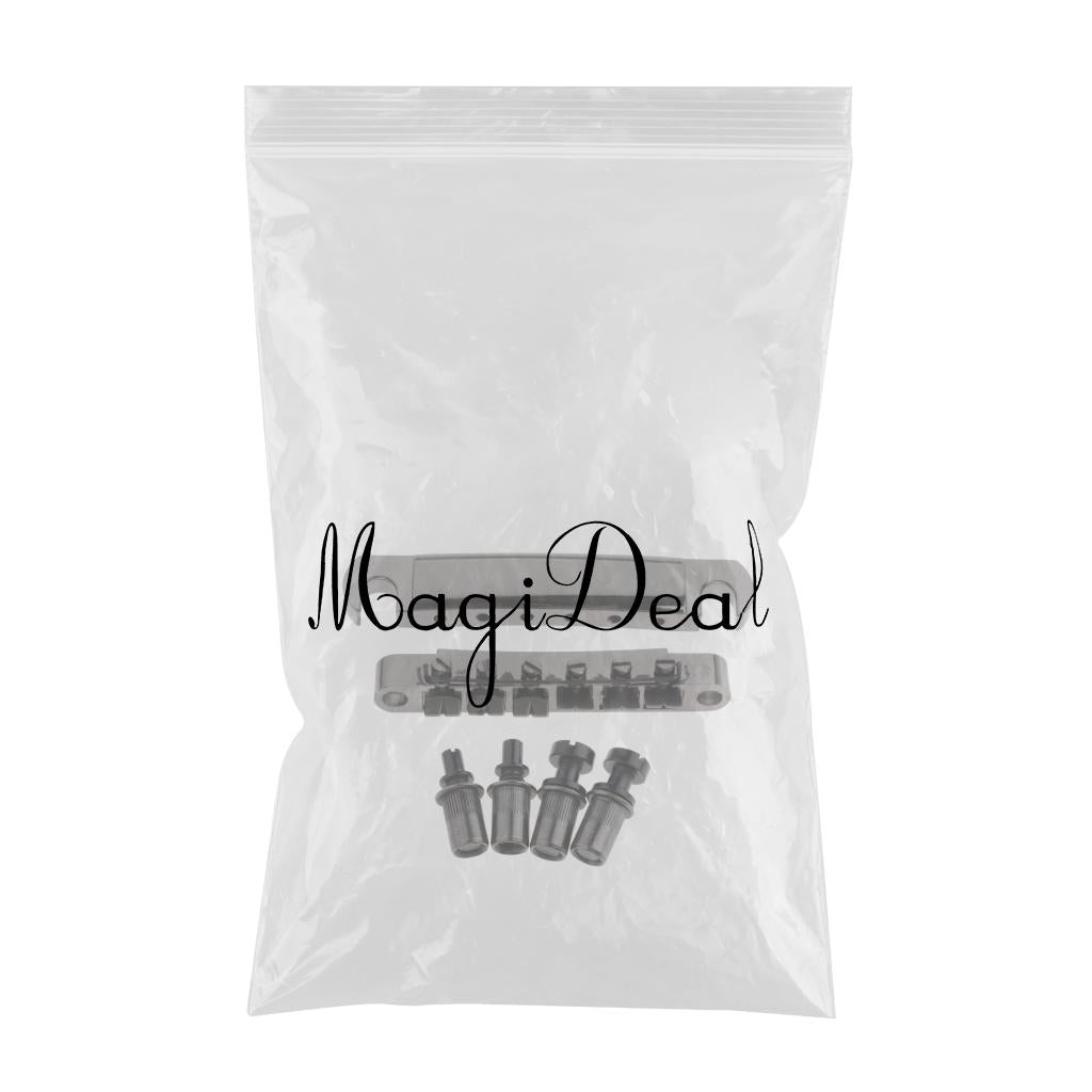 6-String Zinc Alloy Guitar Saddle Bridge Tailpiece Studs for LP Guitar black