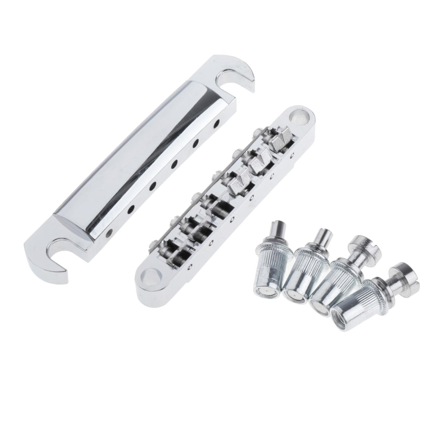 6-String Zinc Alloy Guitar Saddle Bridge Tailpiece Studs for LP Guitar silver