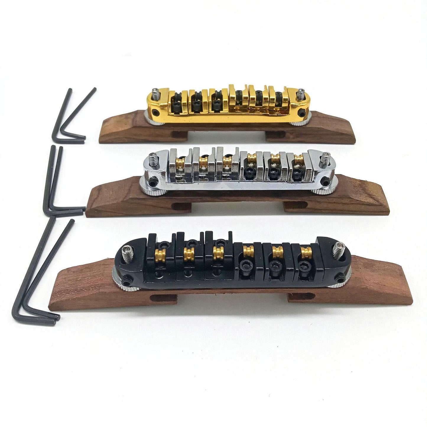 Bridge Roller Saddles with Archtop Rosewood Base Jazz Guitar Parts Black