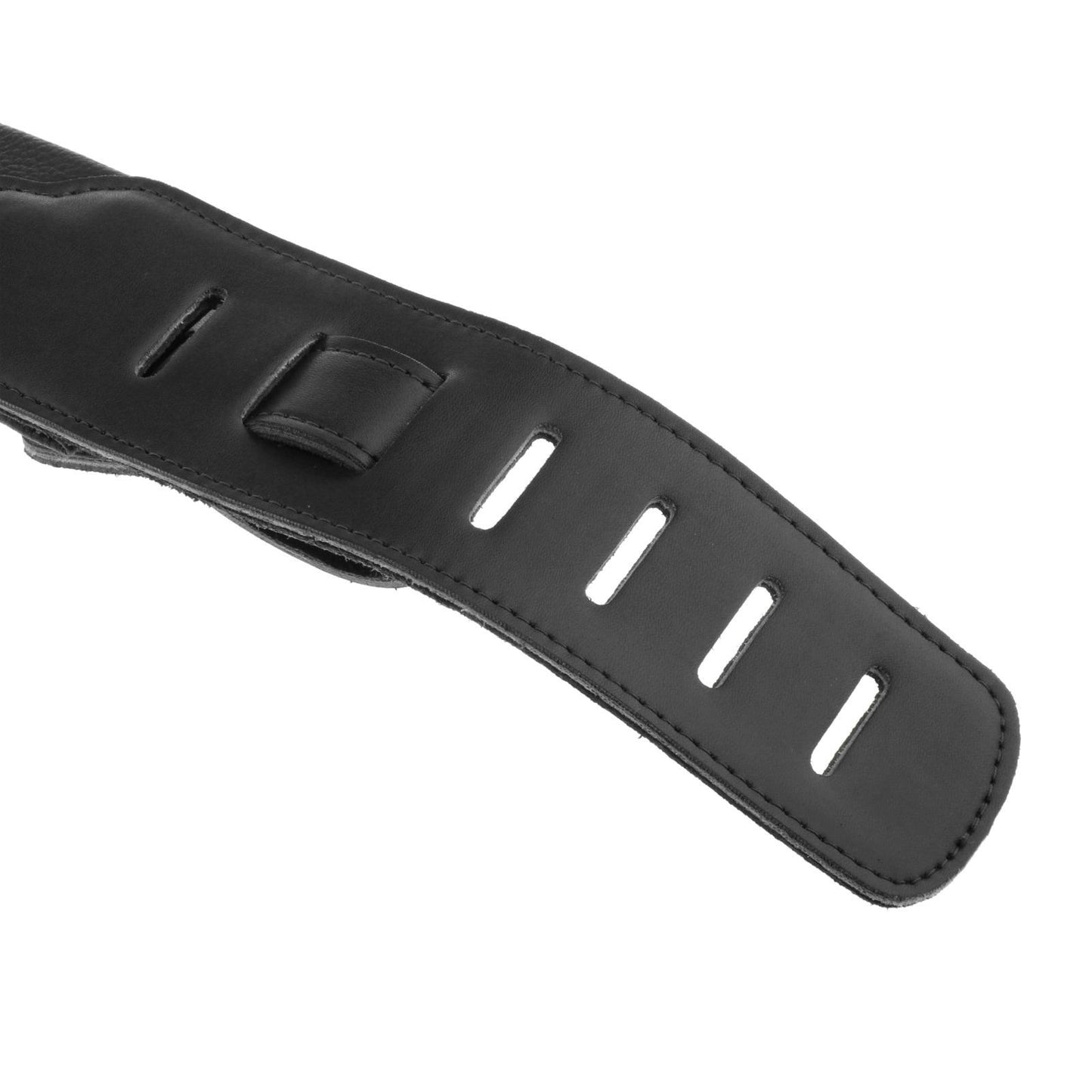 Leathers Double Stitched Leather Guitar Strap 3 inches Wide Adjustable Black