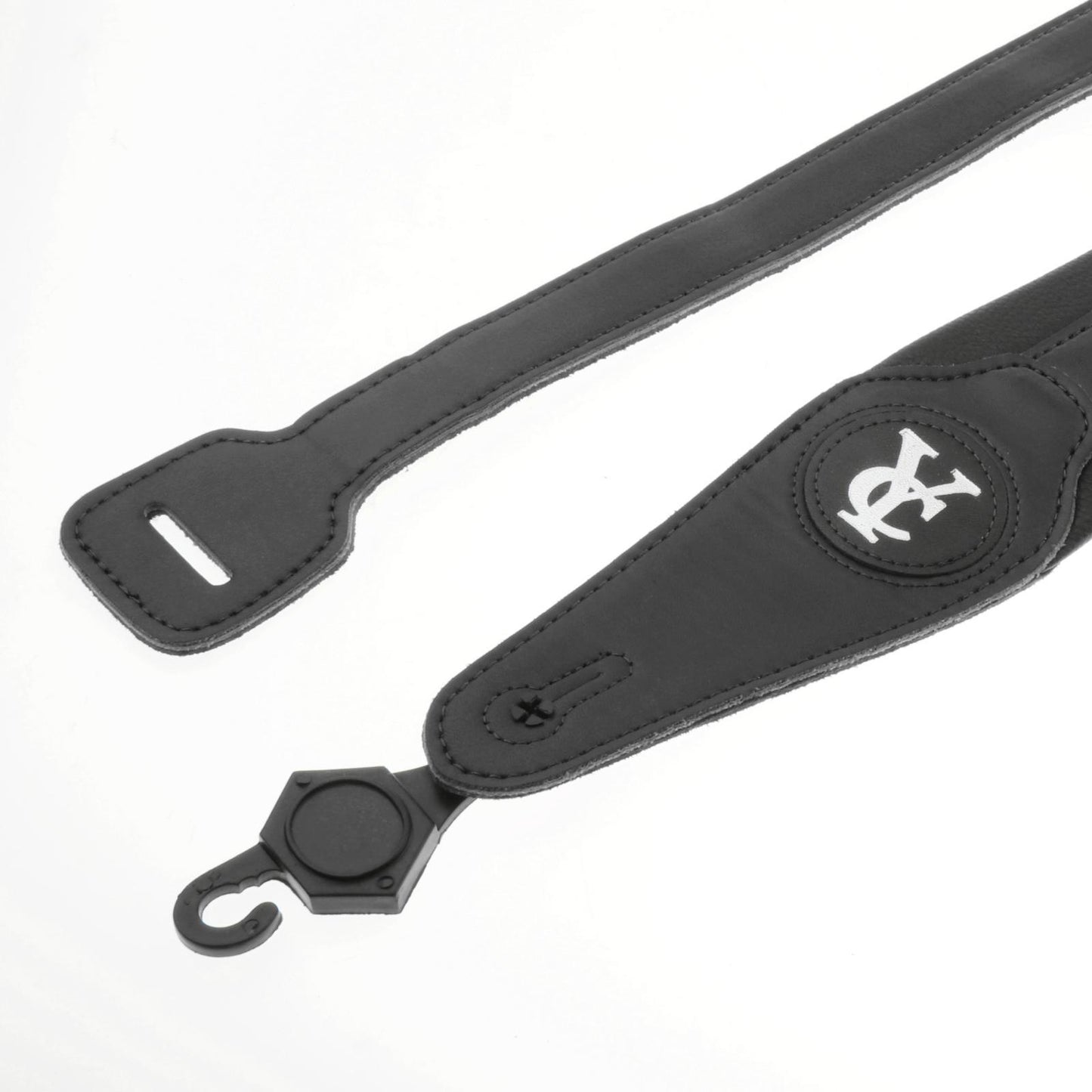 Leathers Double Stitched Leather Guitar Strap 3 inches Wide Adjustable Black
