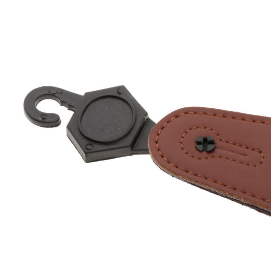 Leathers Double Stitched Leather Guitar Strap 3 inches Wide Adjustable Brown