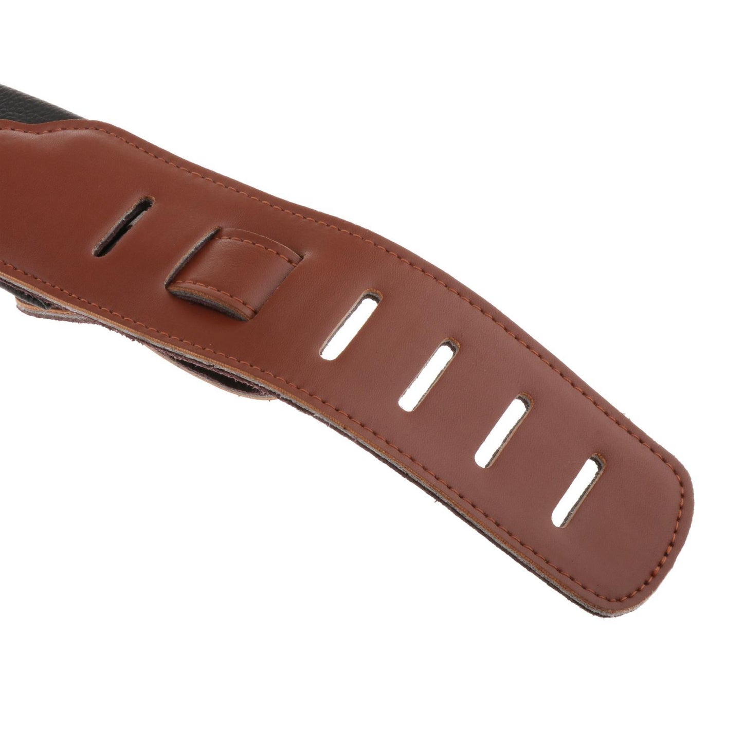 Leathers Double Stitched Leather Guitar Strap 3 inches Wide Adjustable Brown