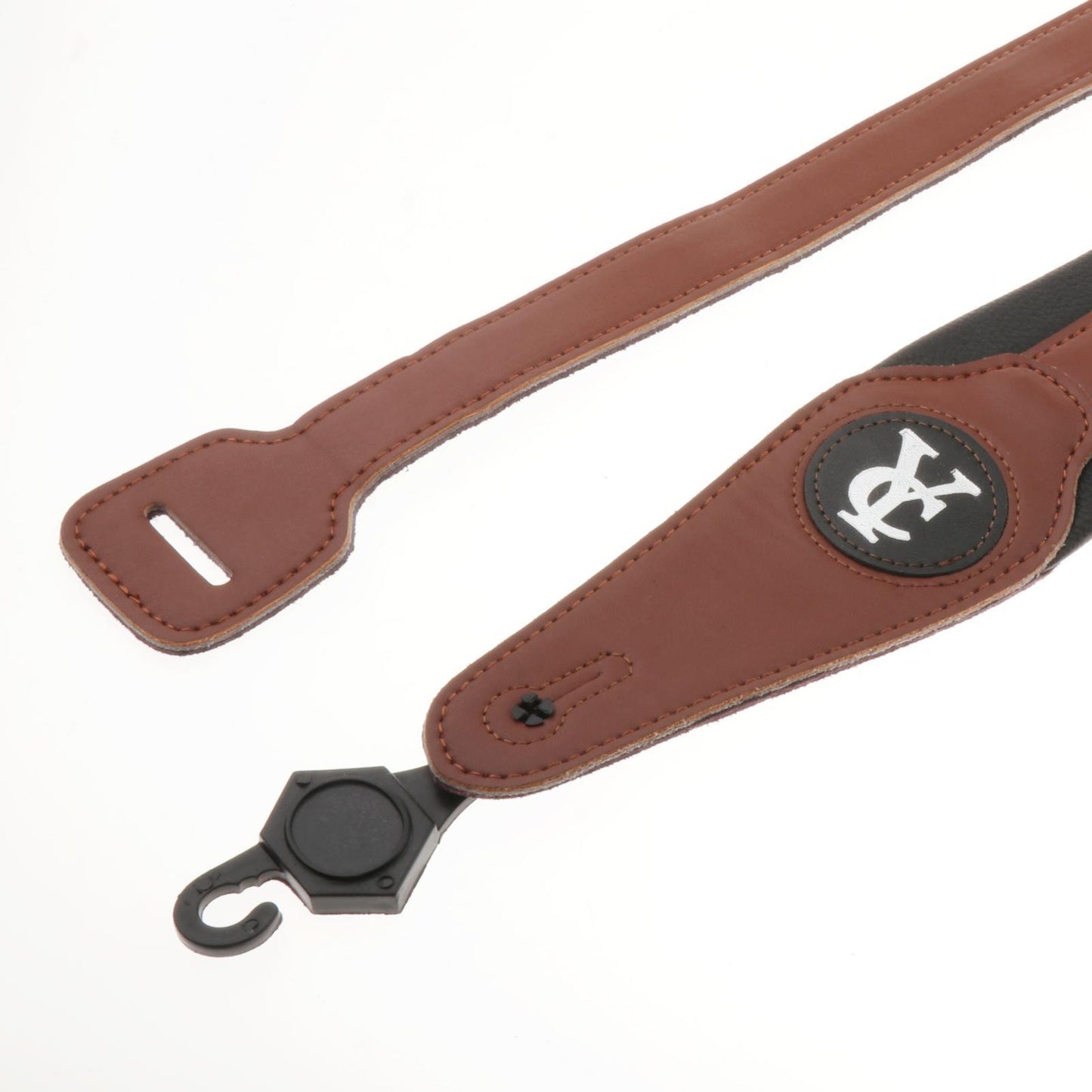 Leathers Double Stitched Leather Guitar Strap 3 inches Wide Adjustable Brown