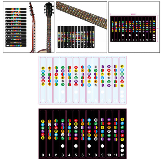 Learn Guitar Fingerboard Note Decal Scale Sticker for Electric Guitar Clear