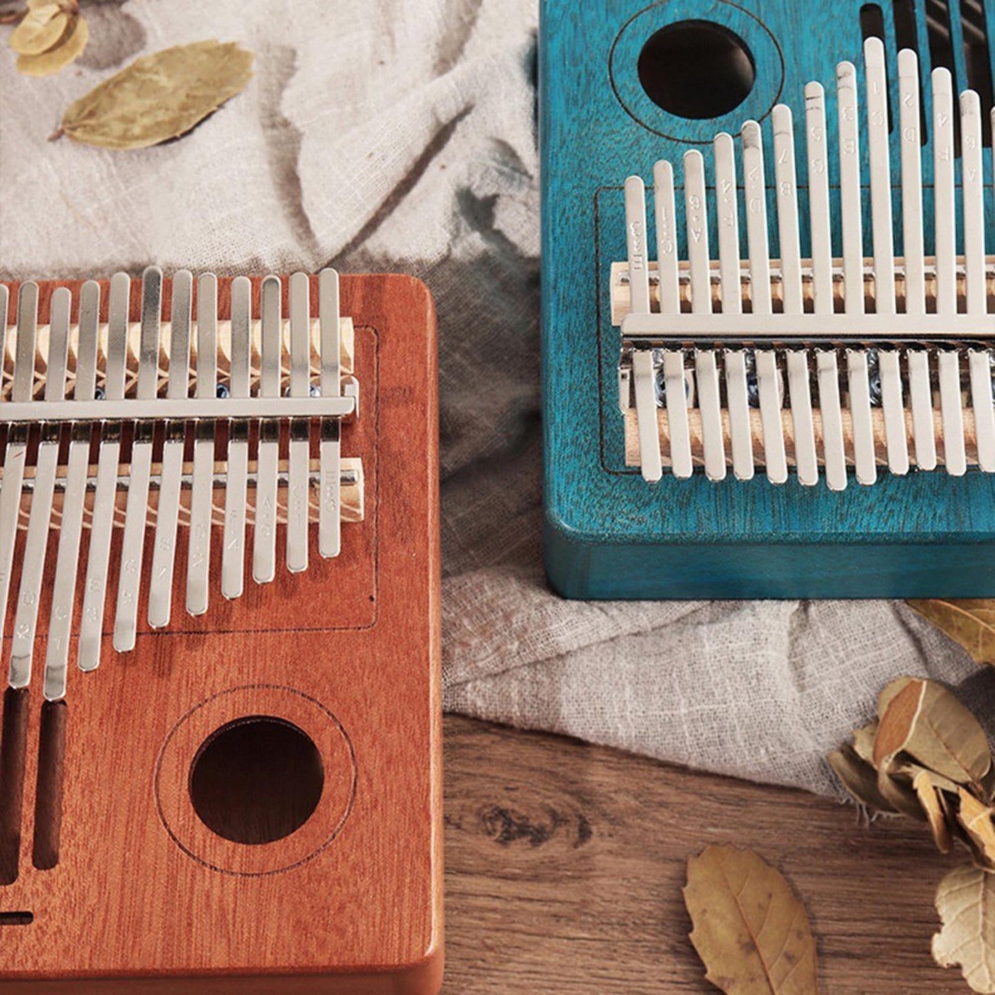 Kalimba 17 Key Thumb Piano Musical Instrument with Velvet Bag Blue