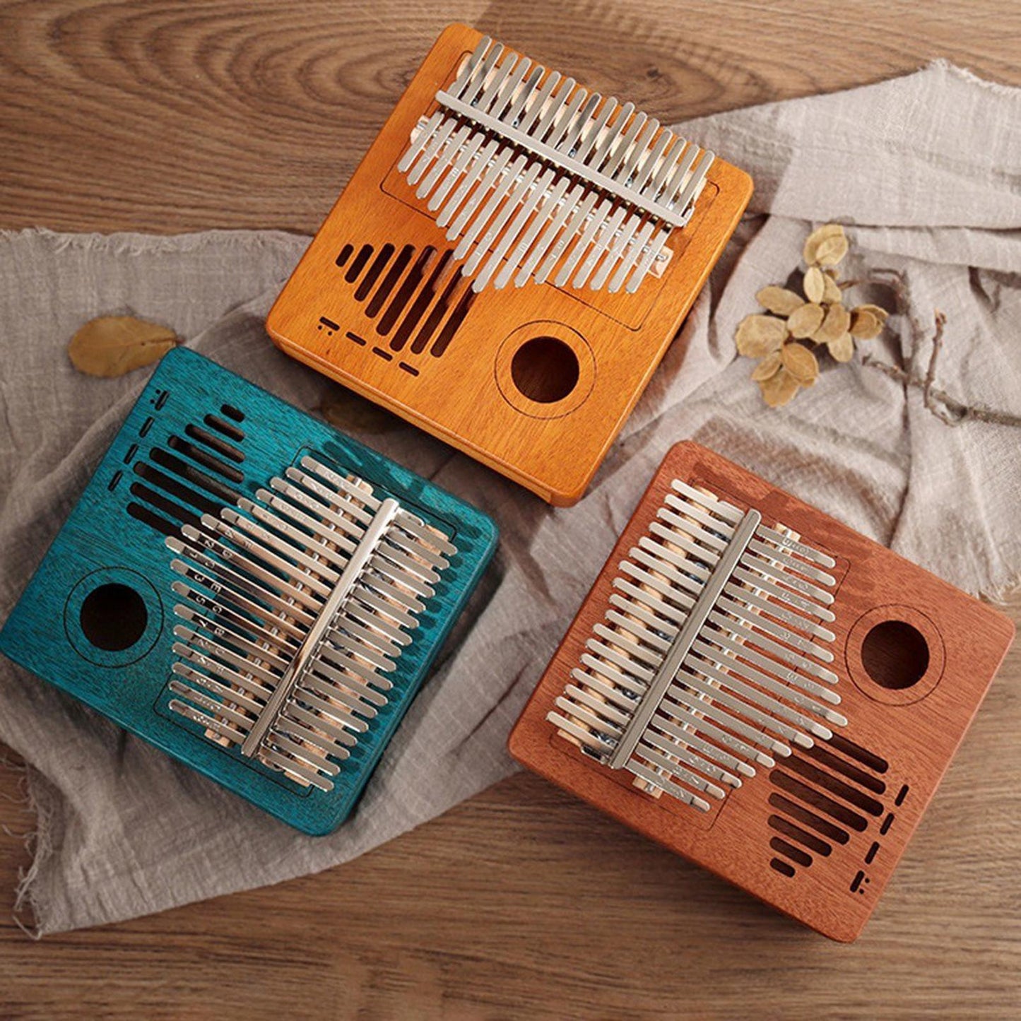 Kalimba 17 Key Thumb Piano Musical Instrument with Velvet Bag Dark Wood