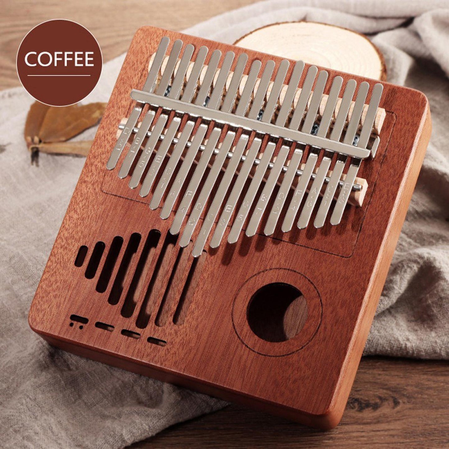 Kalimba 17 Key Thumb Piano Musical Instrument with Velvet Bag Dark Wood