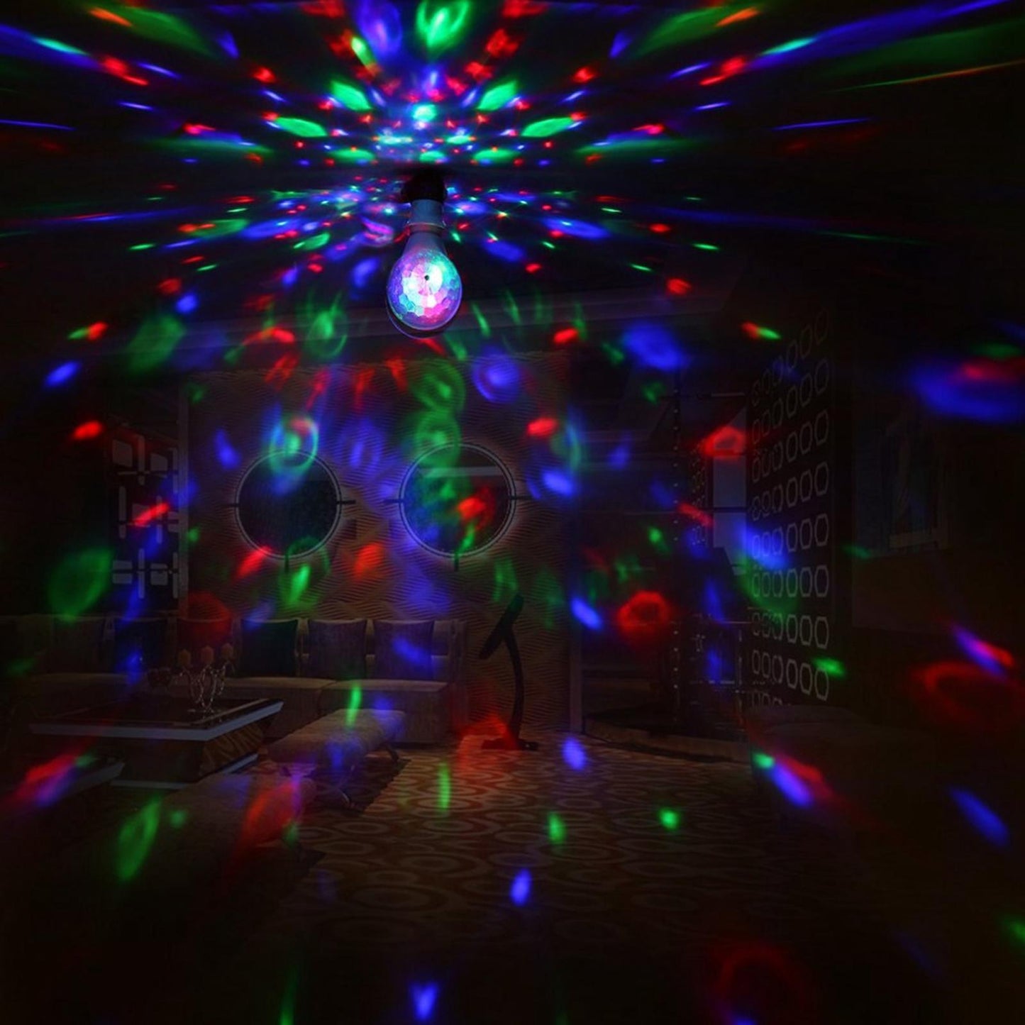 Bulb Rotating Party 2-Head E27 LED Lights Crystal Ball Disco Stage RGB Lamp