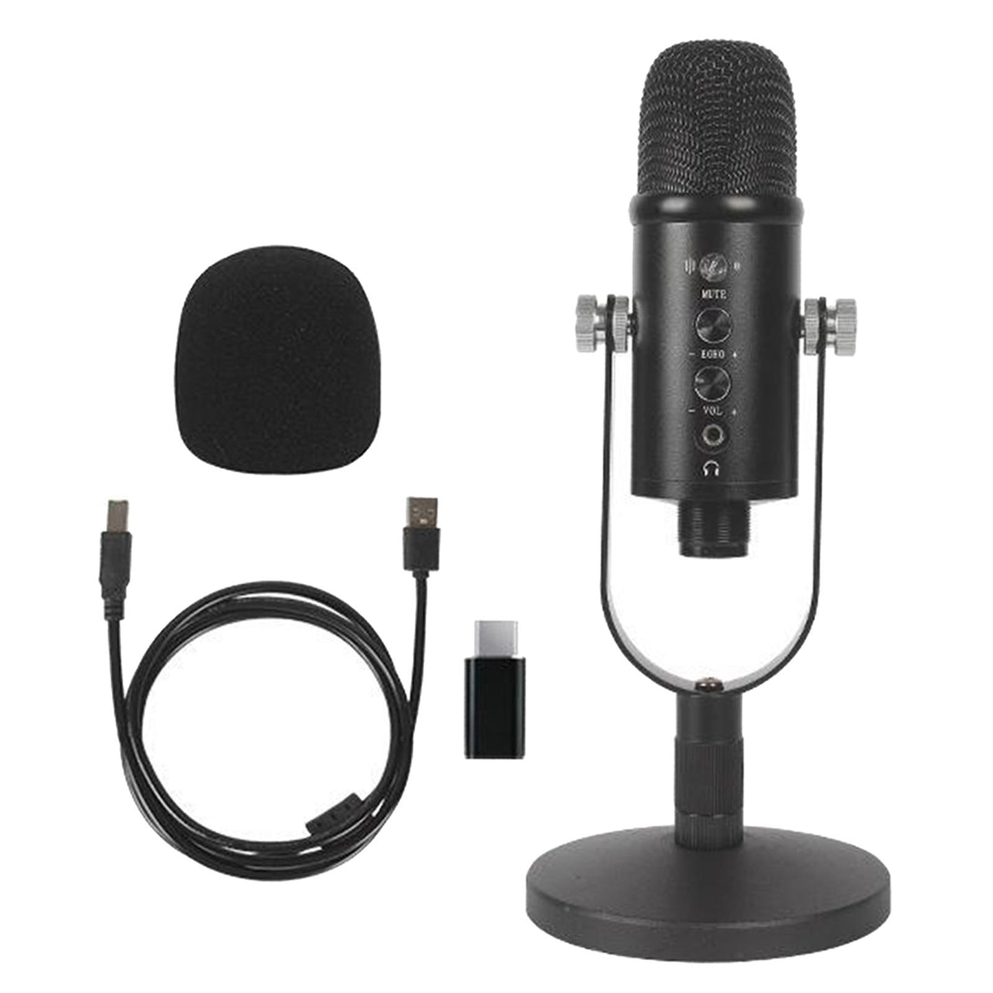 Condenser Podcasting Podcast Microphone w/ Mic Stand USB Cables Computer Mic