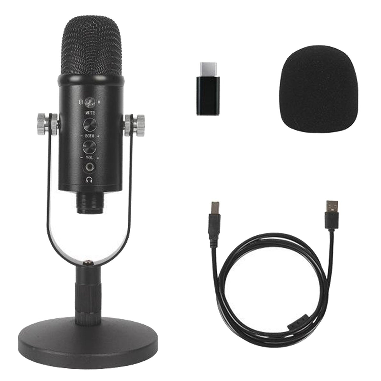 Condenser Podcasting Podcast Microphone w/ Mic Stand USB Cables Computer Mic
