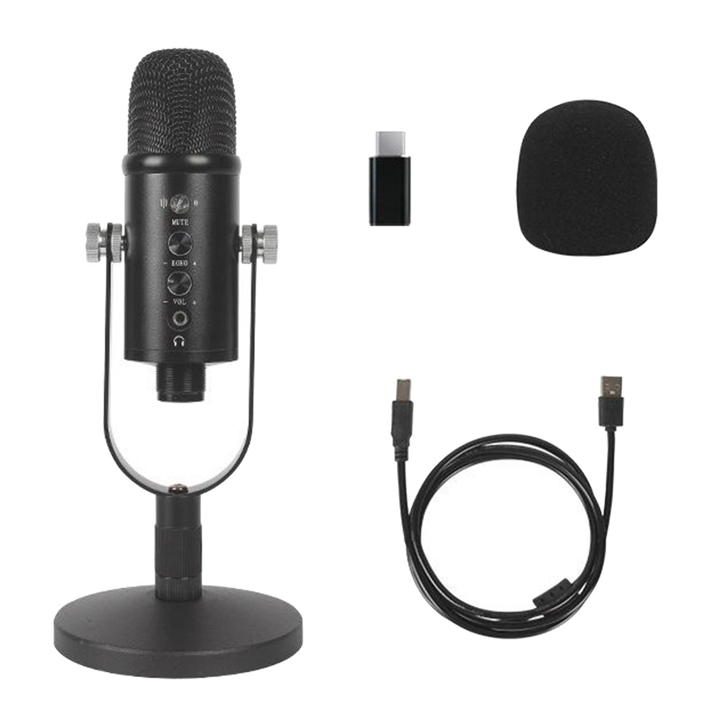 Condenser Podcasting Podcast Microphone w/ Mic Stand USB Cables Computer Mic