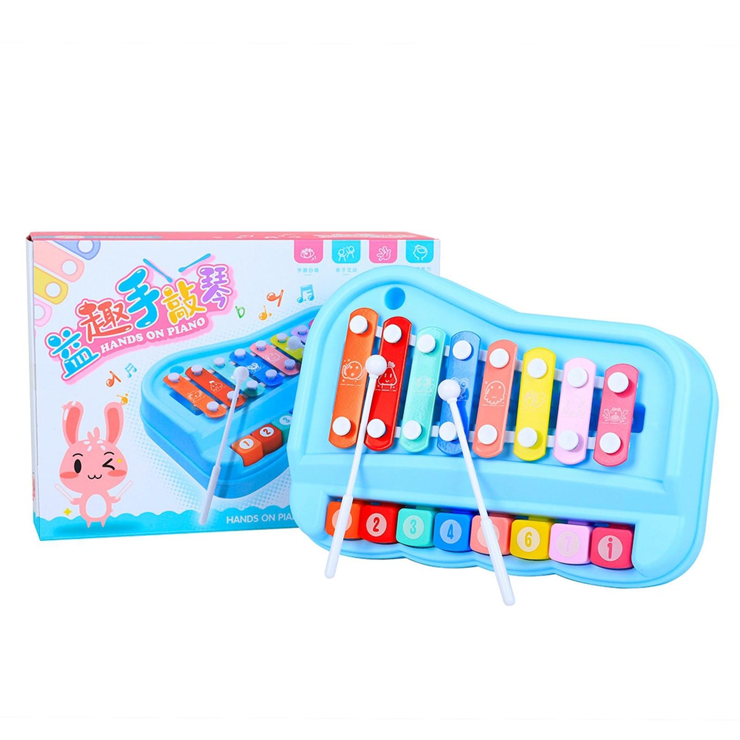 Wooden Xylophone for Kids Educational Development Musical Kid Play Toy Blue