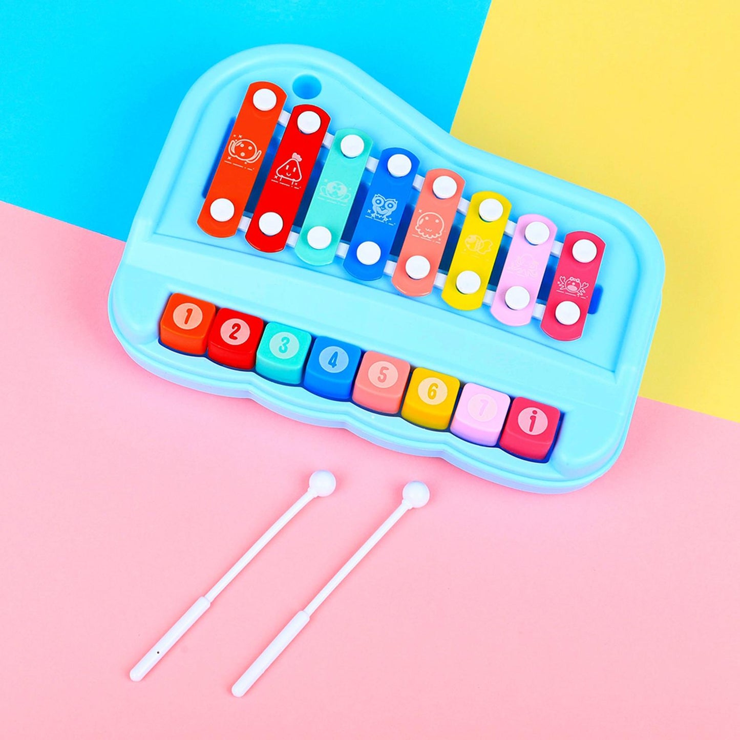 Wooden Xylophone for Kids Educational Development Musical Kid Play Toy Blue
