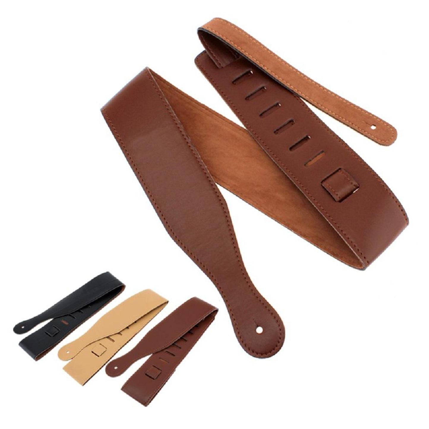 Luxurious Style Adjustable Leather Guitar Straps for Guitar Belt 6.5cm Width brown