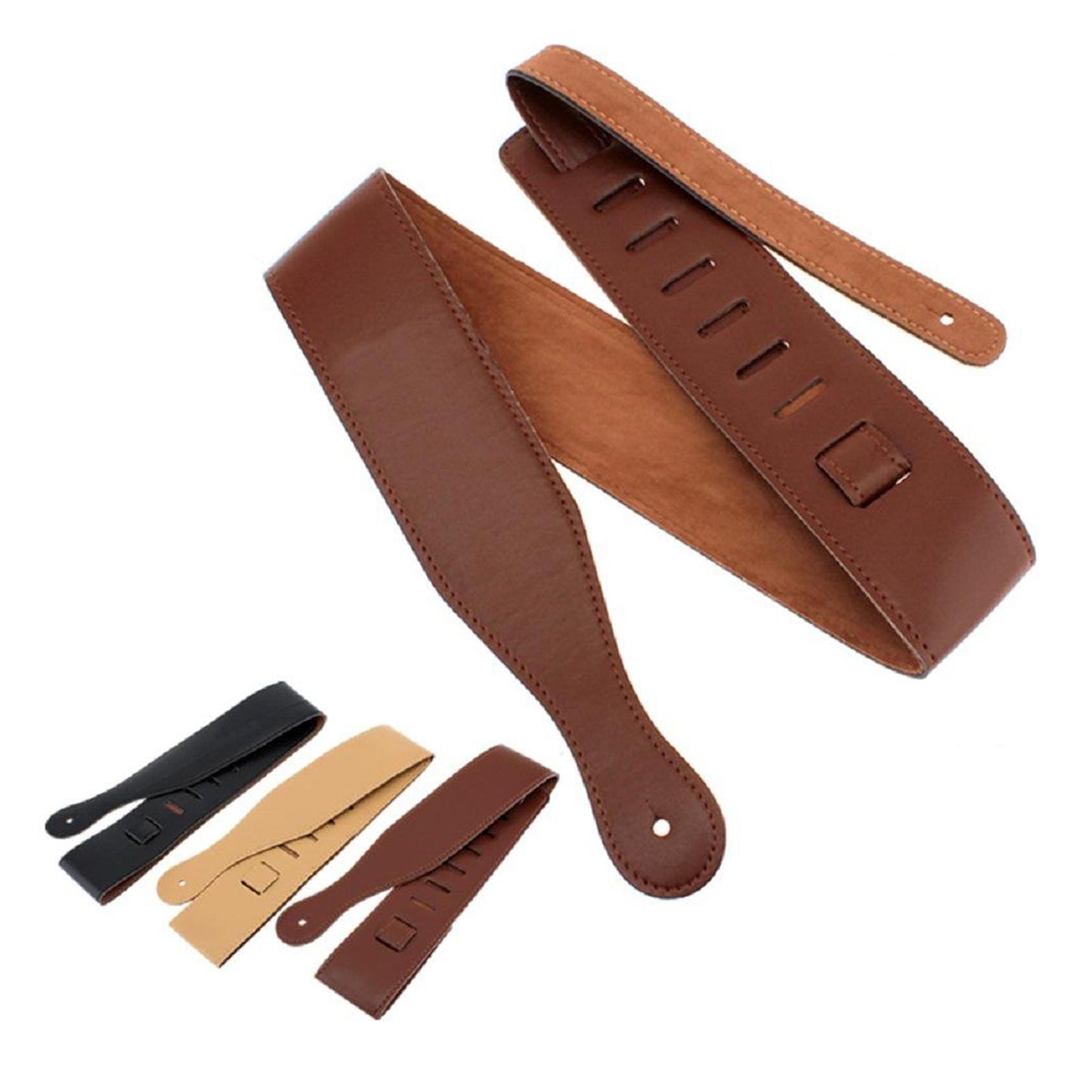 Luxurious Style Adjustable Leather Guitar Straps for Guitar Belt 6.5cm Width light brown