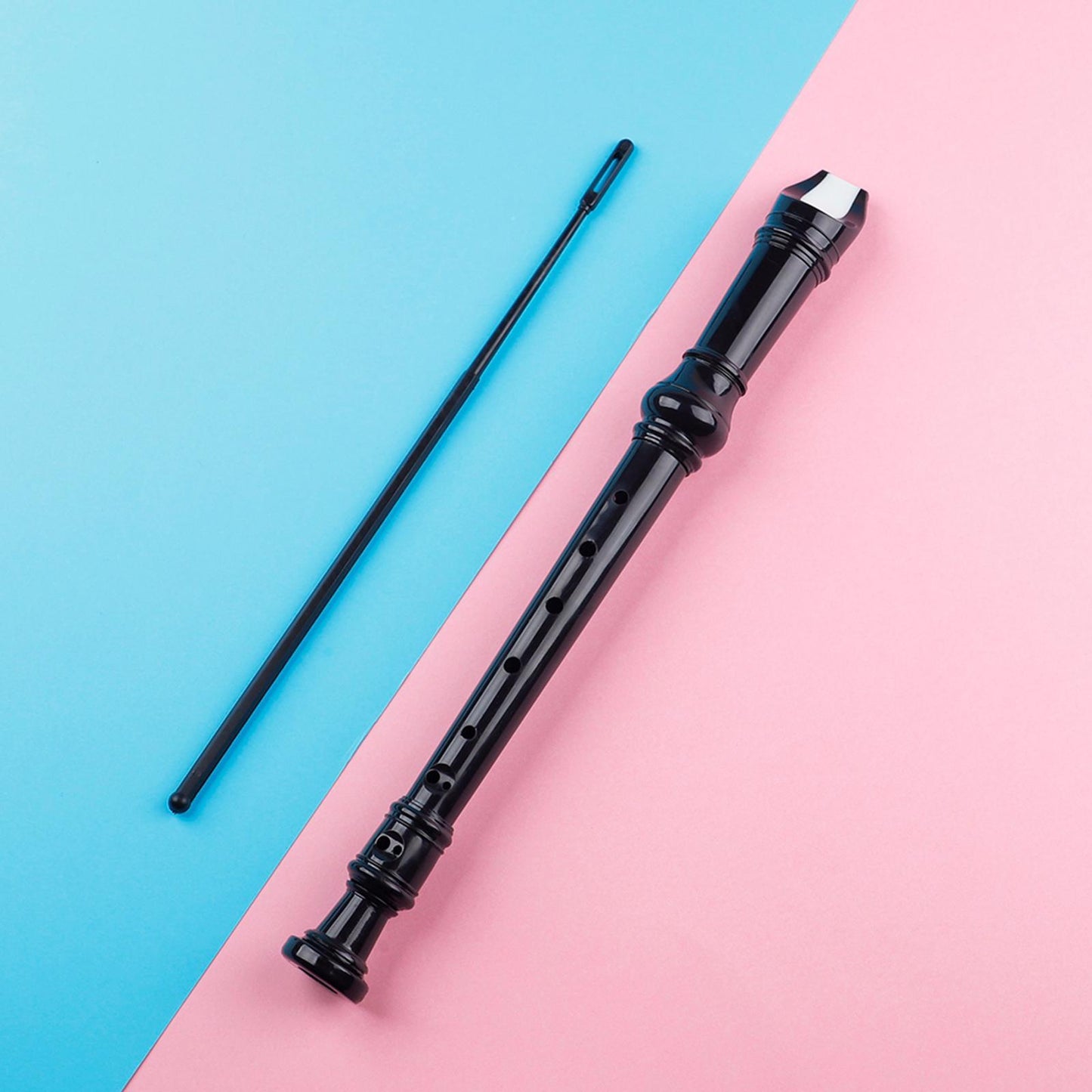 German Style Soprano Recorder Key of G Descant w/ Cleaning Rod Black