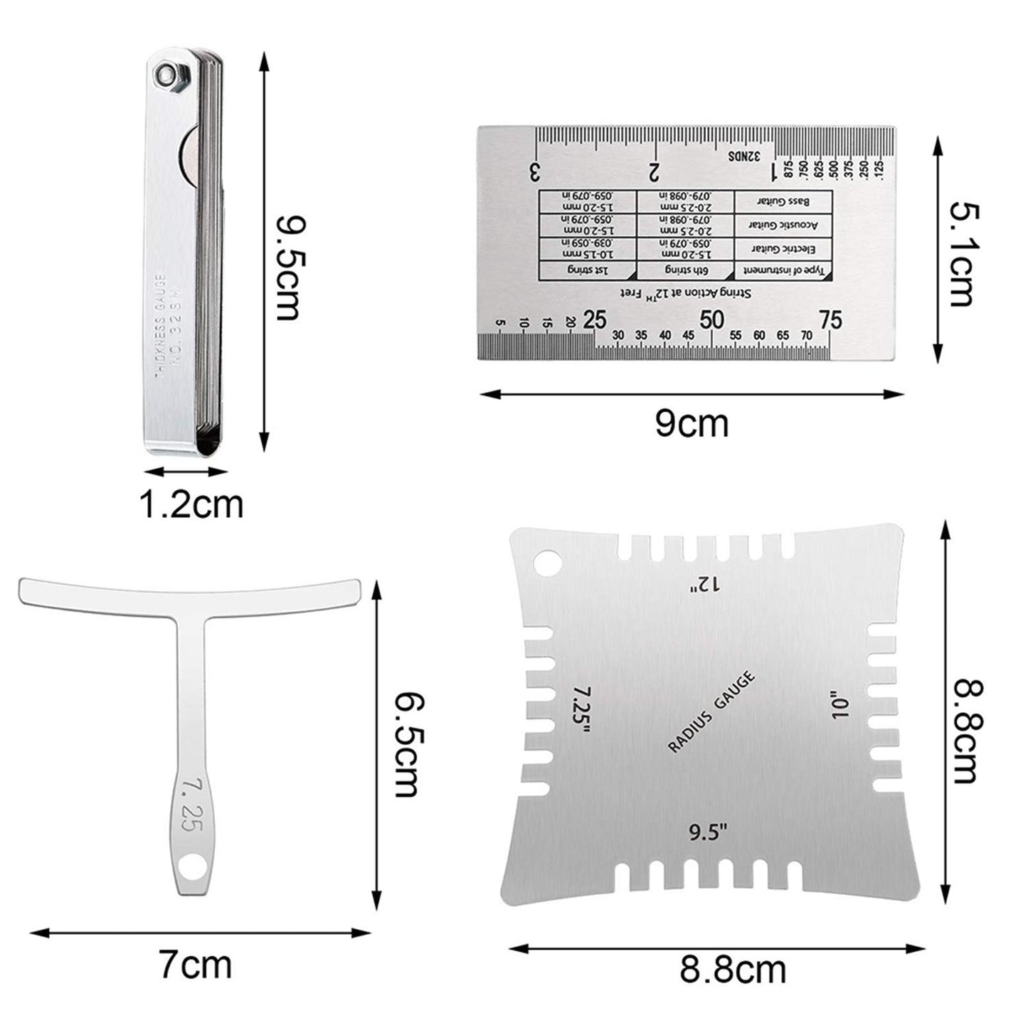 1Set Lightweight Guitar Luthier Measurement Tools for Guitar Bass