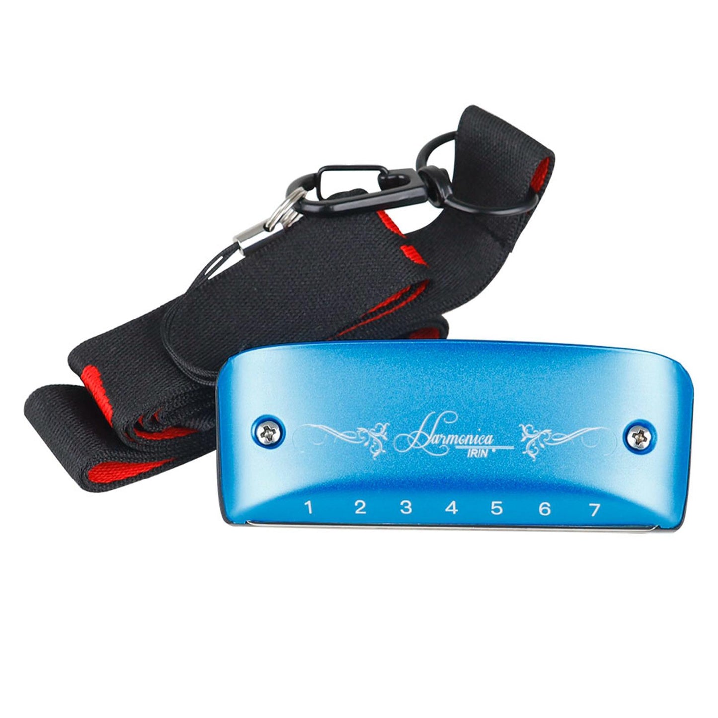 14 Tone Harmonica and Neck Strap Gift for Beginners Students Musical Lovers blue