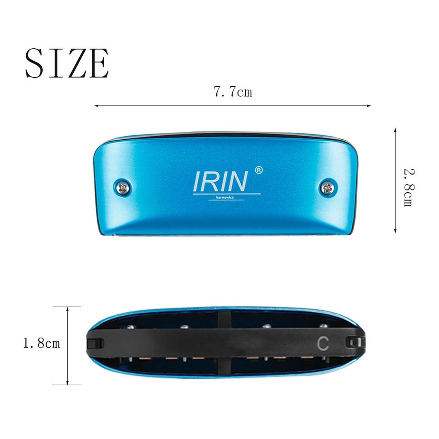 14 Tone Harmonica and Neck Strap Gift for Beginners Students Musical Lovers blue
