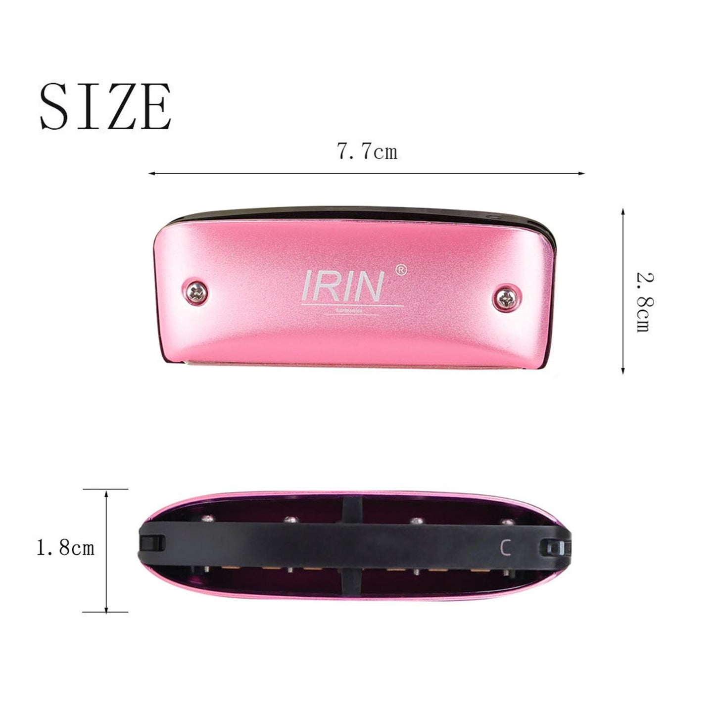 14 Tone Harmonica and Neck Strap Gift for Beginners Students Musical Lovers pink
