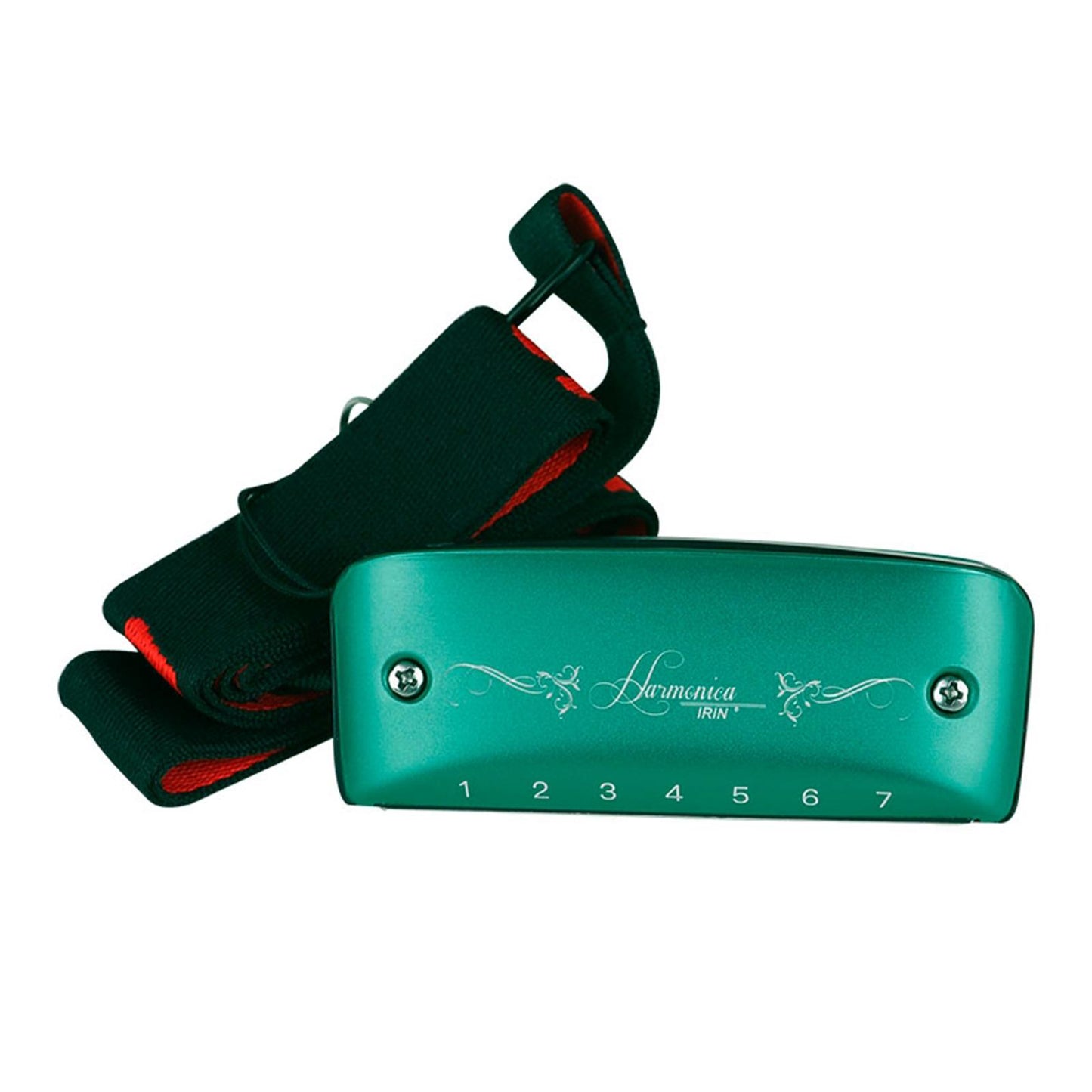 14 Tone Harmonica and Neck Strap Gift for Beginners Students Musical Lovers green