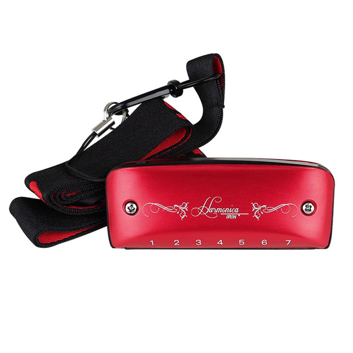 14 Tone Harmonica and Neck Strap Gift for Beginners Students Musical Lovers red