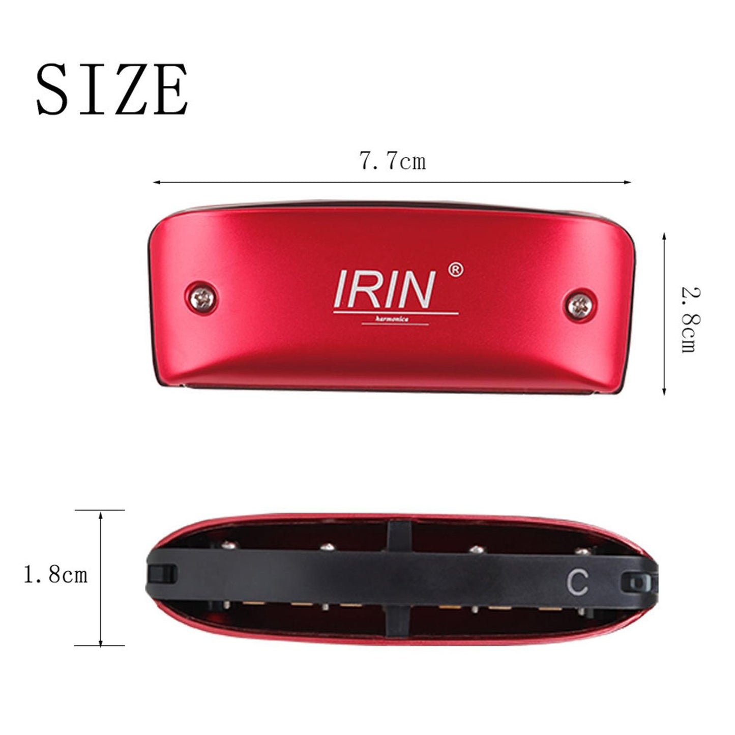 14 Tone Harmonica and Neck Strap Gift for Beginners Students Musical Lovers red