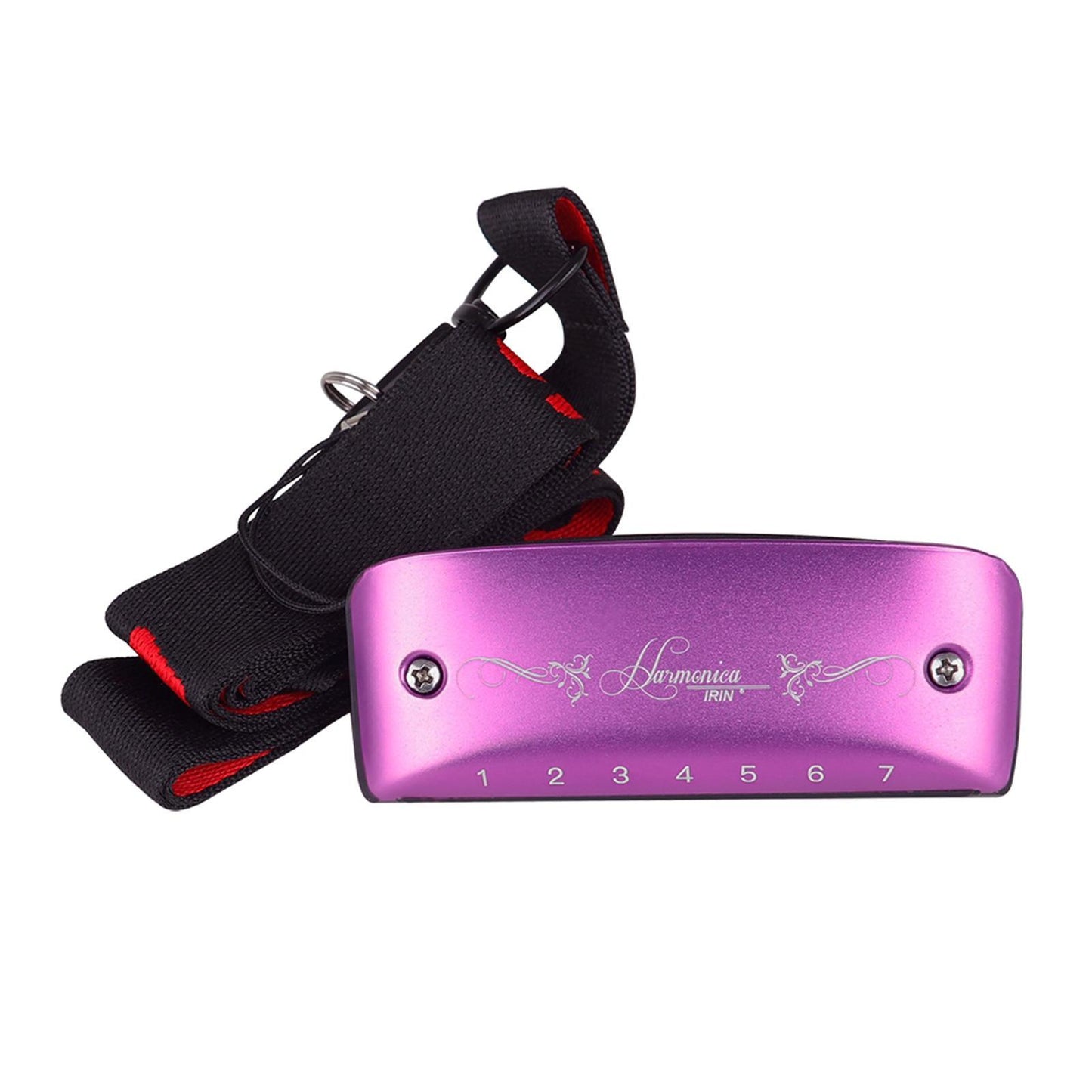 14 Tone Harmonica and Neck Strap Gift for Beginners Students Musical Lovers purple