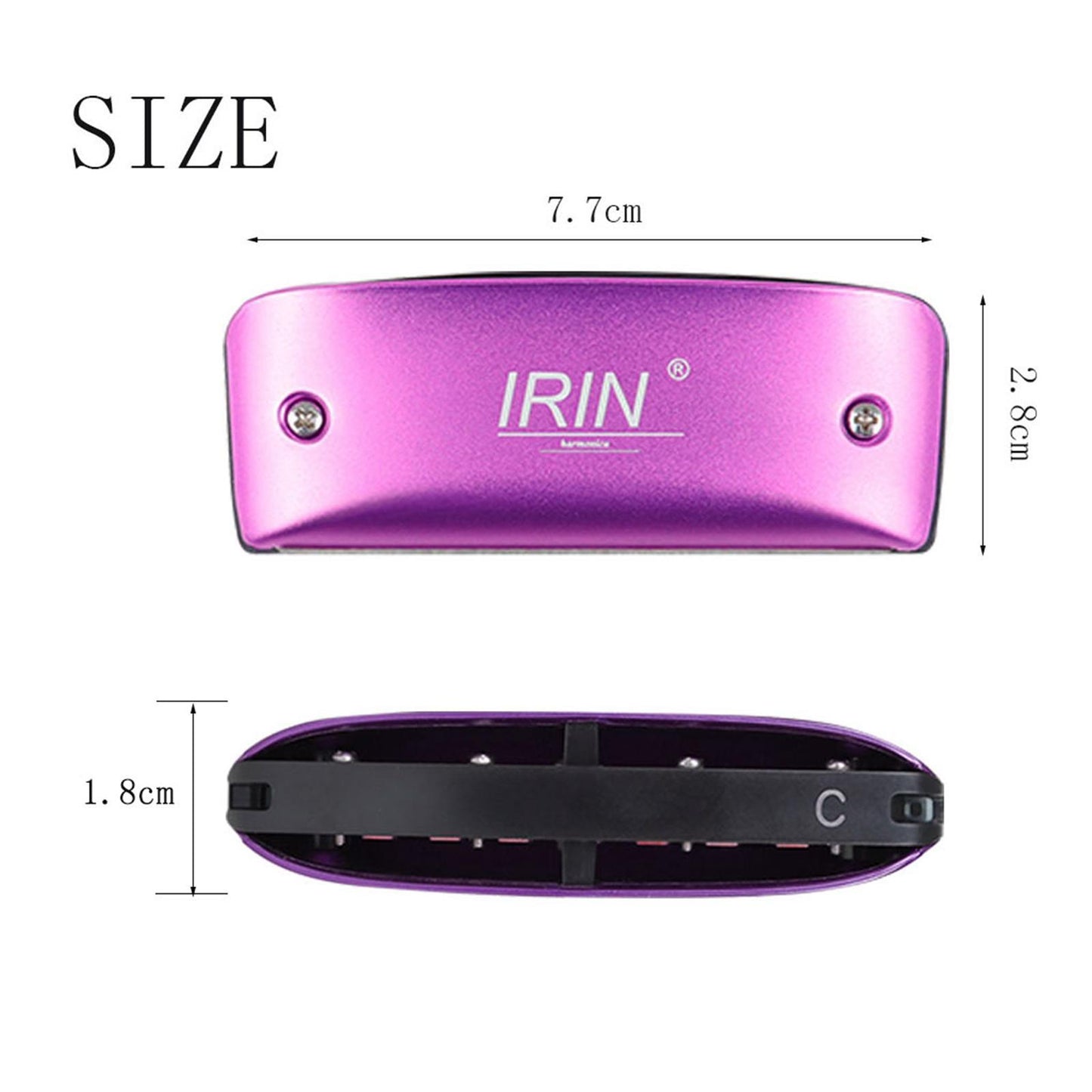 14 Tone Harmonica and Neck Strap Gift for Beginners Students Musical Lovers purple