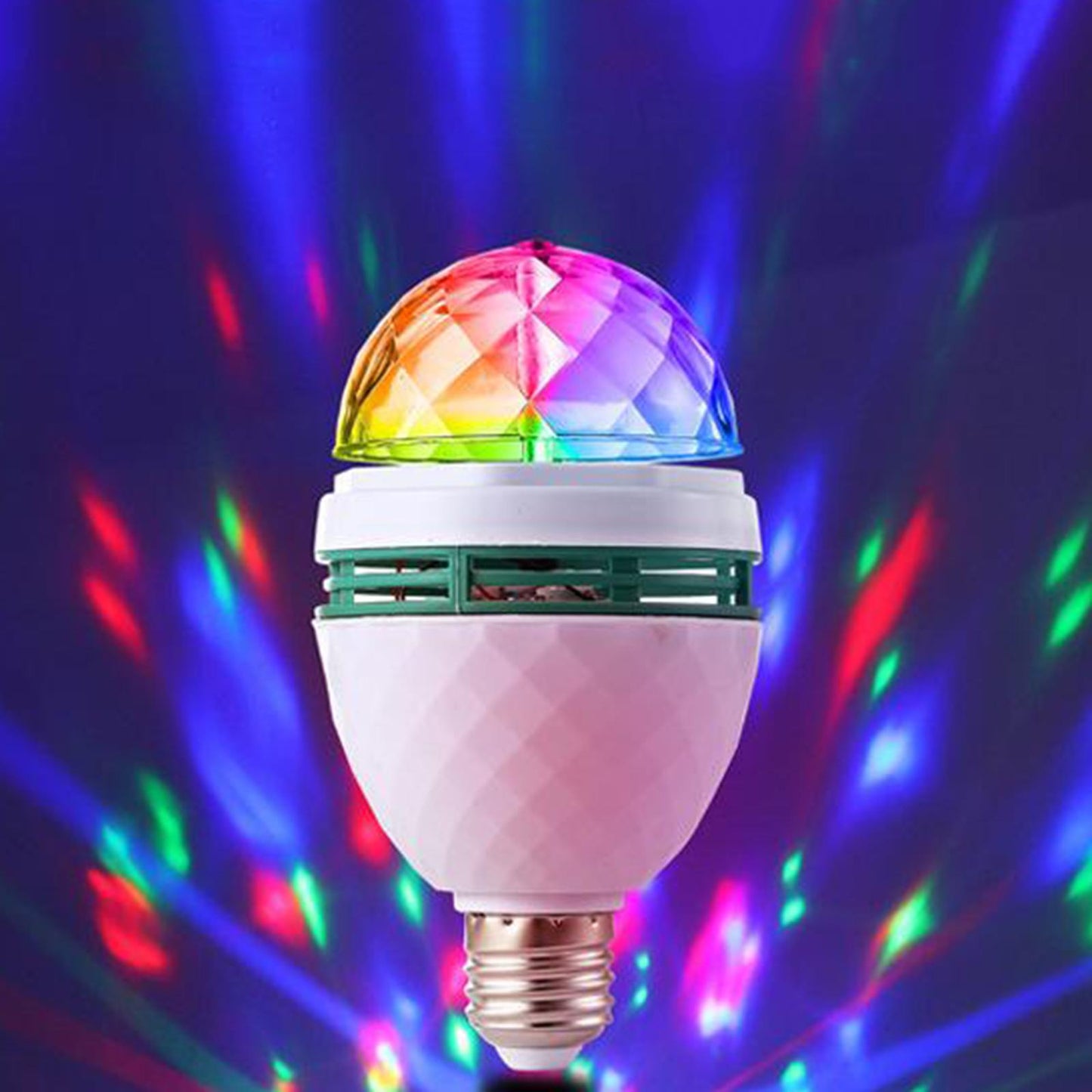 Colour Changing Party Light Bulb Auto Rotating Crystal Ball Stage Light 6W