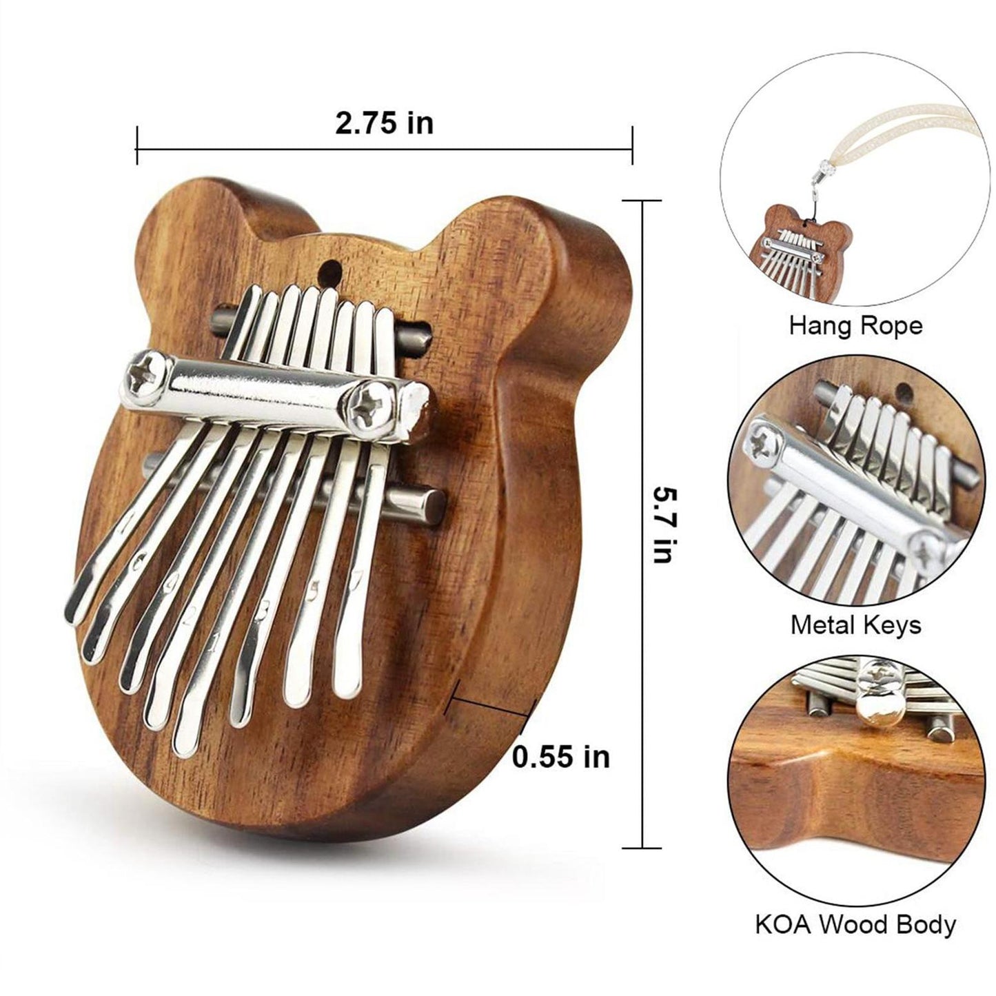 8 Keys Kalimba Mini Thumb Piano Finger Mahogany Percussion Pocket Musical