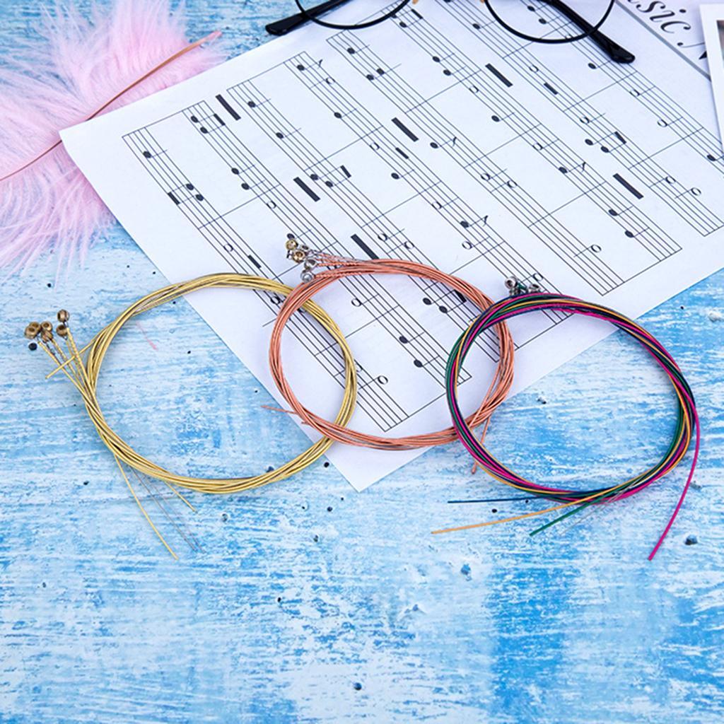 Pack of 6 Guitar Steel Strings Replacement Light Tension Corrosion Resistant yellow bronze