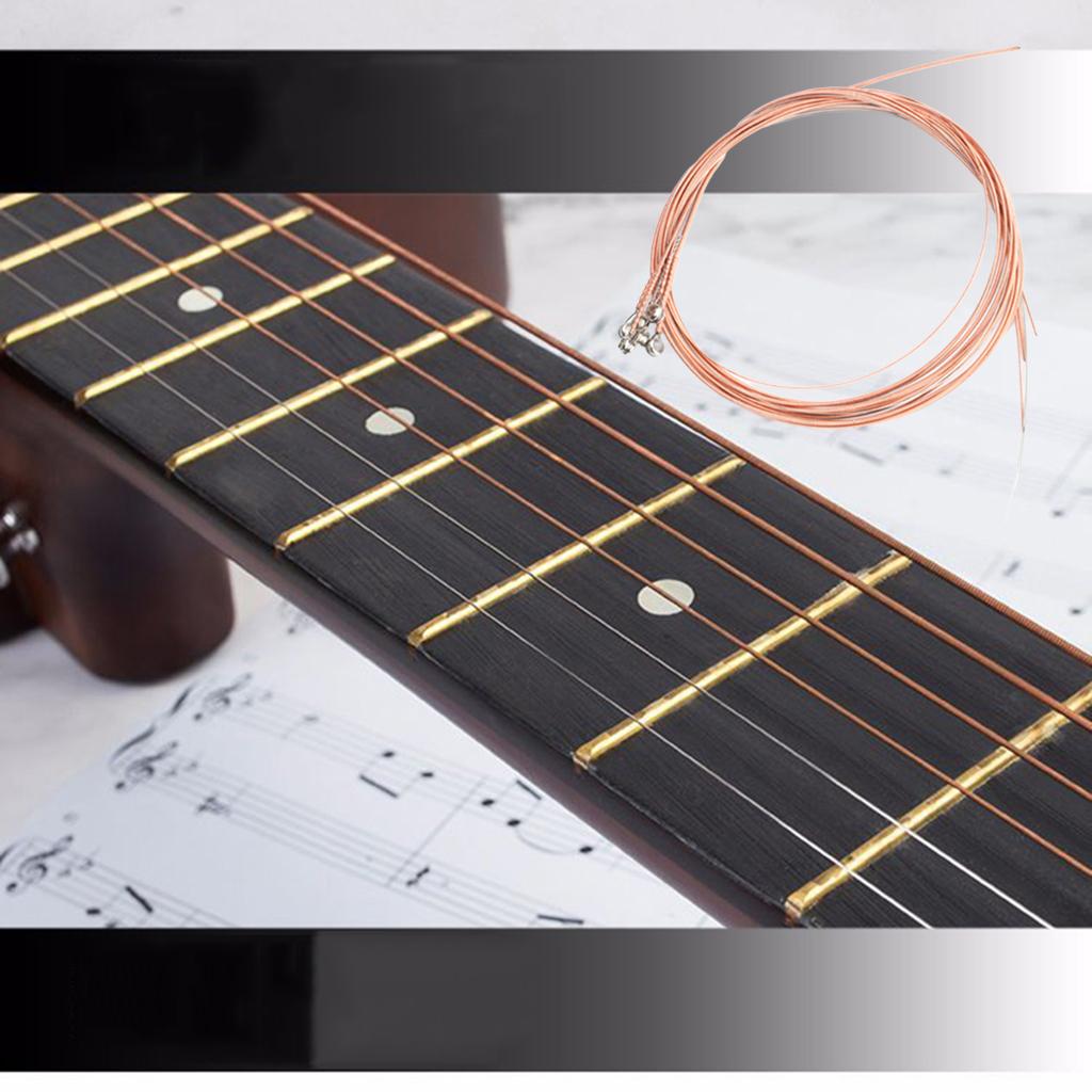 Pack of 6 Guitar Steel Strings Replacement Light Tension Corrosion Resistant red bronze