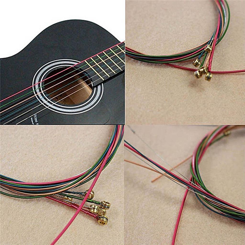 Pack of 6 Guitar Steel Strings Replacement Light Tension Corrosion Resistant colorful