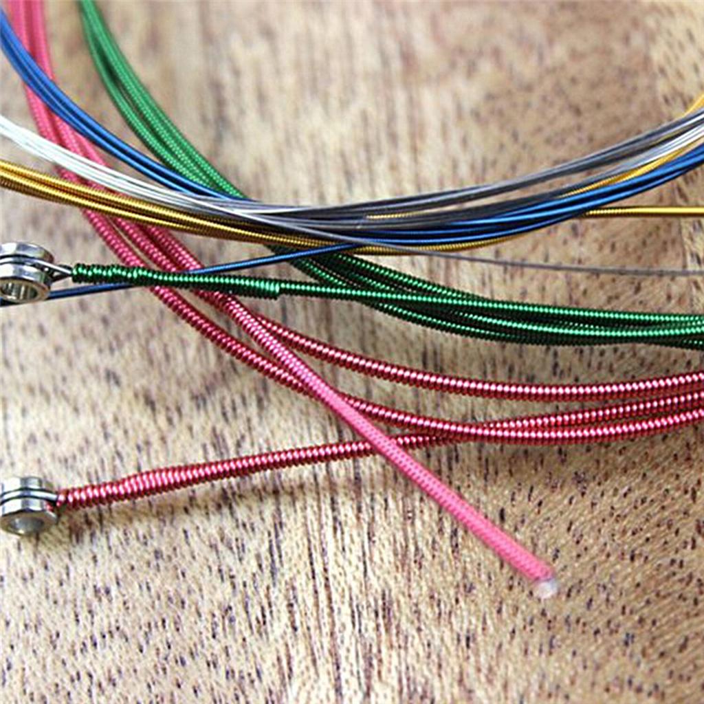 Pack of 6 Guitar Steel Strings Replacement Light Tension Corrosion Resistant colorful