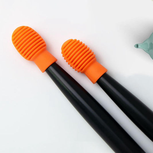 4pcs Silicone Drum Stick Head Sleeve Drumstick Rubber Case Cover Orange