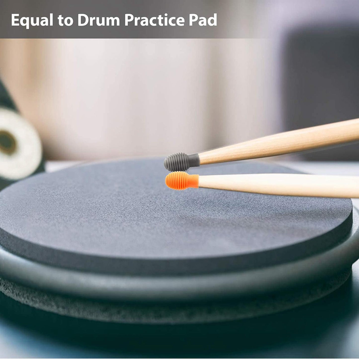 4pcs Silicone Drum Stick Head Sleeve Drumstick Rubber Case Cover Orange