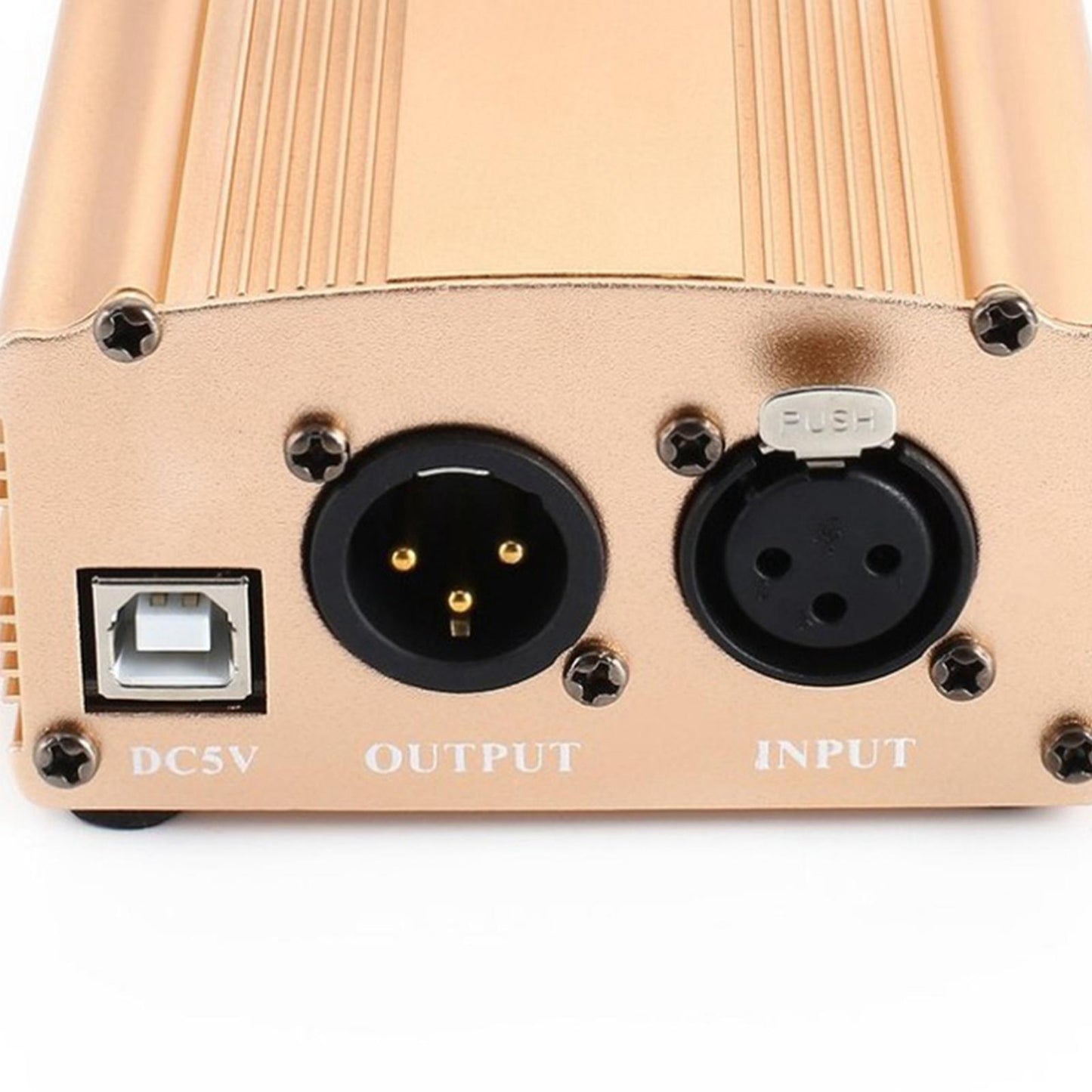 48V Phantom Power Supply with XLR 3 Pin Microphone Cable for Mic Golden