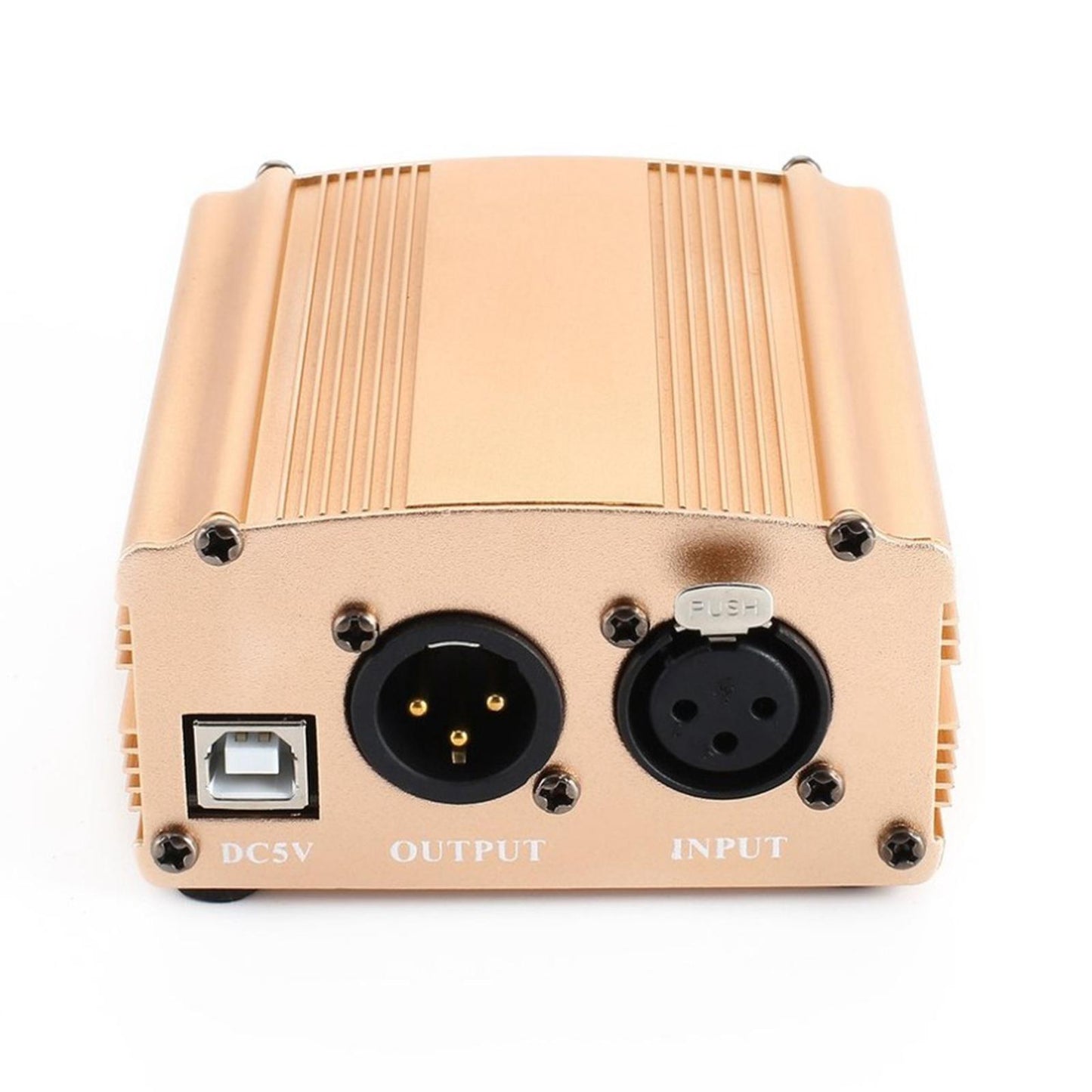 48V Phantom Power Supply with XLR 3 Pin Microphone Cable for Mic Golden