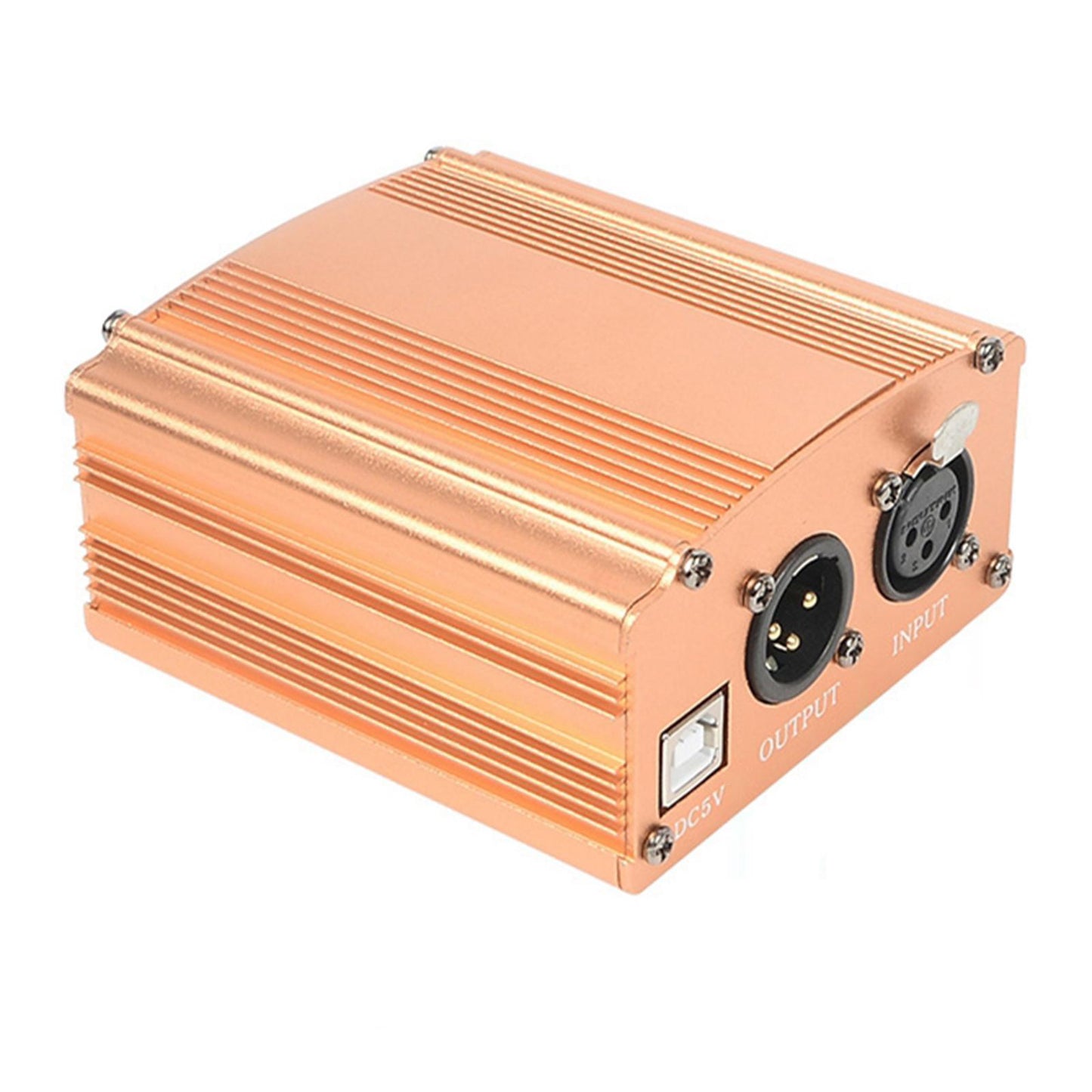 48V Phantom Power Supply with XLR 3 Pin Microphone Cable for Mic Golden