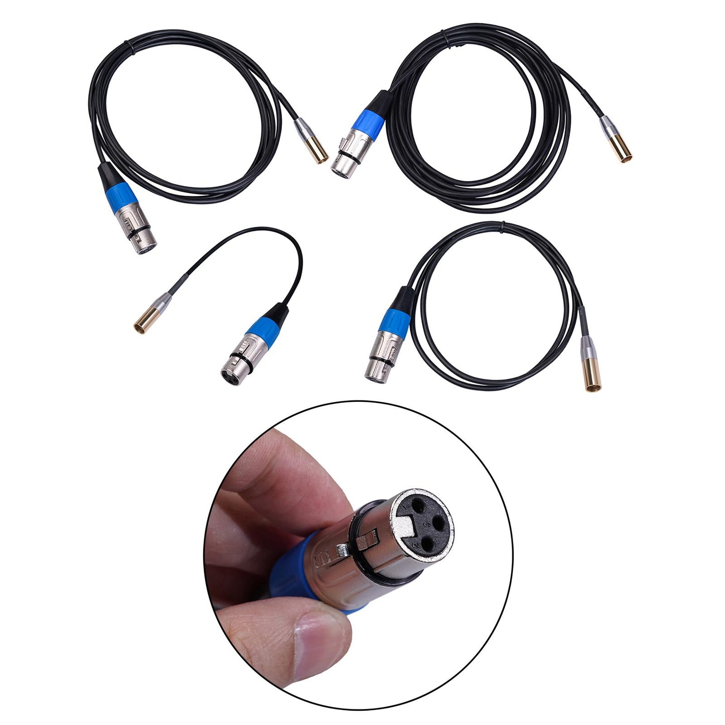 Mini XLR Male to 3-pin XLR Female Audio Cable for Microphones & Mixers 0.3m