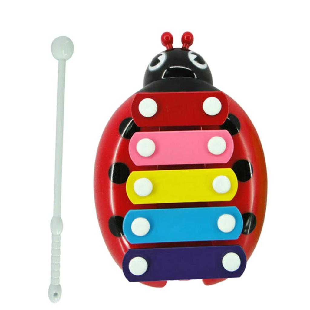5 Notes Glockenspiel Xylophone Kids Preschool Percussion Party Toy Red
