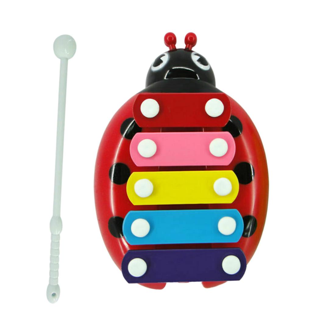 5 Notes Glockenspiel Xylophone Kids Preschool Percussion Party Toy Red