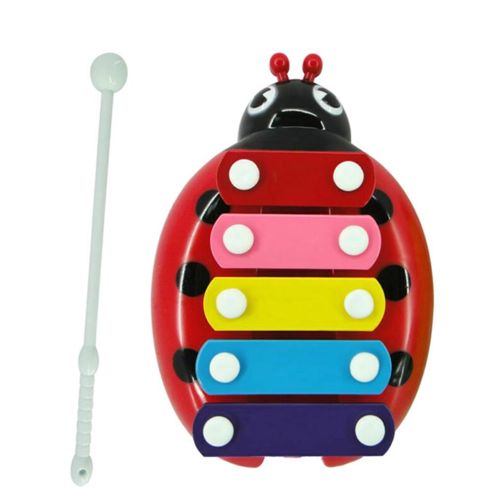 5 Notes Glockenspiel Xylophone Kids Preschool Percussion Party Toy Red