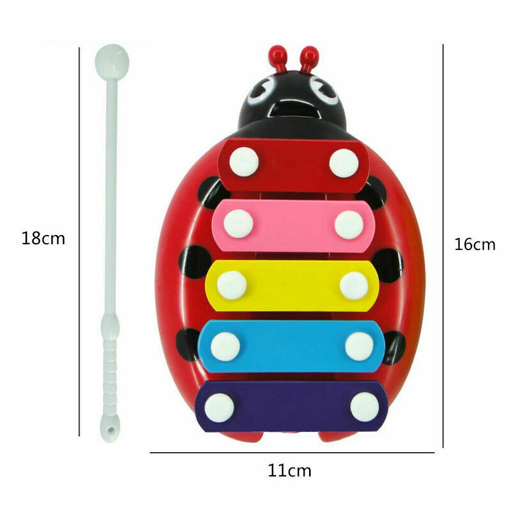 5 Notes Glockenspiel Xylophone Kids Preschool Percussion Party Toy Red