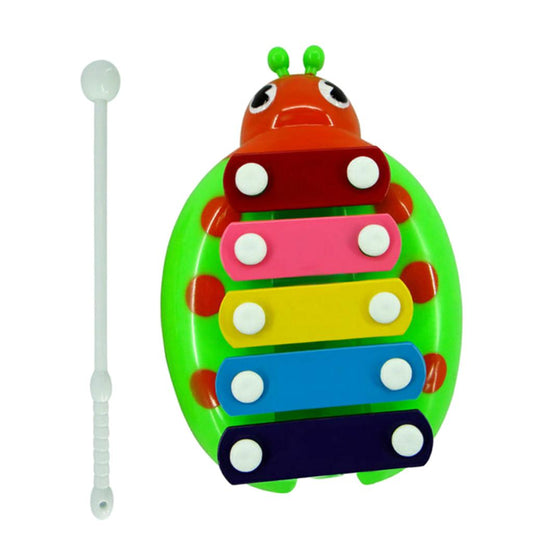 5 Notes Glockenspiel Xylophone Kids Preschool Percussion Party Toy Green